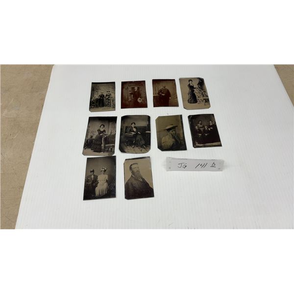 Ten Antique Tintype Photographs, Largest 4 × 2 1/2”