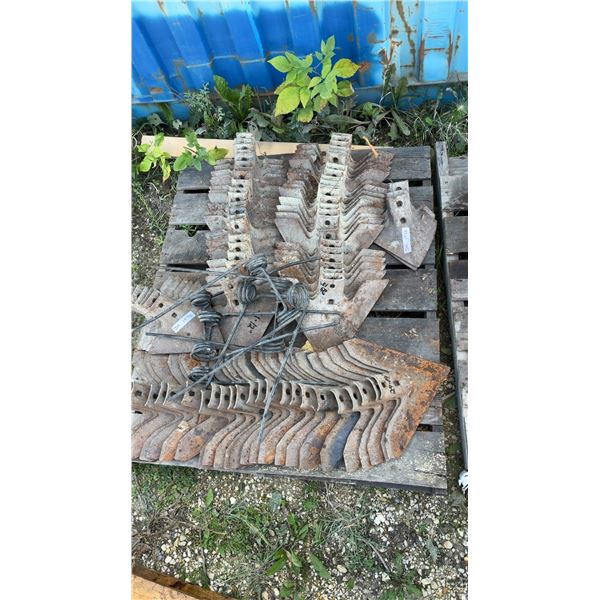 Pallet Lot of Deep Tiller Shovels; 24 14”, 21 12”, 29 15” and Harrow Teeth