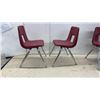 Image 2 : 3 Children’s Burgundy Plastic Stack Chairs with Chrome Legs