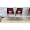 Image 3 : 3 Children’s Burgundy Plastic Stack Chairs with Chrome Legs