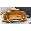 Image 4 : Wooden Toy Lot; Noah's Ark Storage Boat 9 × 20 × 10” Forklift, Crane Cart, and Pallet