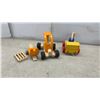 Image 7 : Wooden Toy Lot; Noah's Ark Storage Boat 9 × 20 × 10” Forklift, Crane Cart, and Pallet