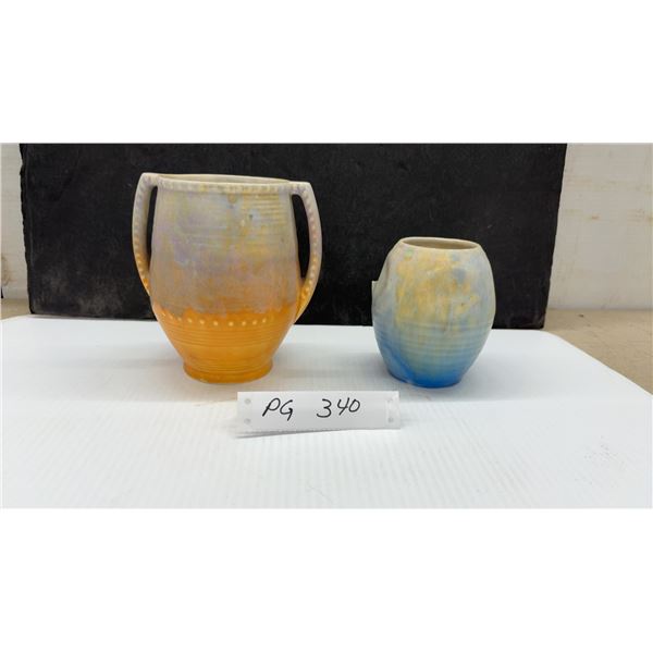 Two Beswick Art Deco Vases, 5” and 6 3/4” in Height