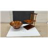 Image 1 : Handmade Roatan Honduras Mahogany, Rosewood Bowl and Adjustable Wooden Book Rack by Alex Seymour