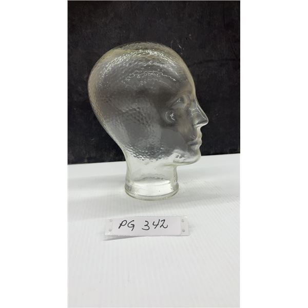 Clear Glass Display Head Mannequin for Hats, Wigs, and Headphones