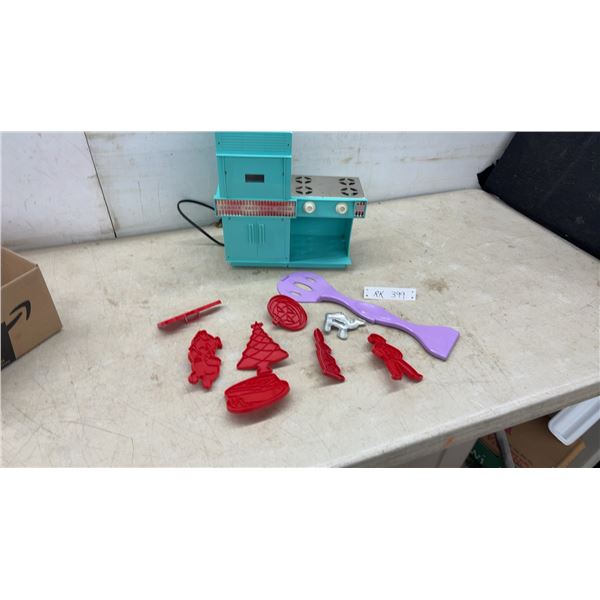 Vintage 1964 Kenner Easy-Bake Oven in Teal with Cookie Cutters, Spatula, and More, (Missing Baking