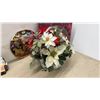 Image 10 : Assorted Christmas Décor Including Wreath, Nativity Scene, Nutcracker, Snowman Candle Holder