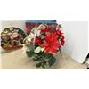 Image 11 : Assorted Christmas Décor Including Wreath, Nativity Scene, Nutcracker, Snowman Candle Holder