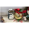Image 4 : Assorted Christmas Décor Including Wreath, Nativity Scene, Nutcracker, Snowman Candle Holder