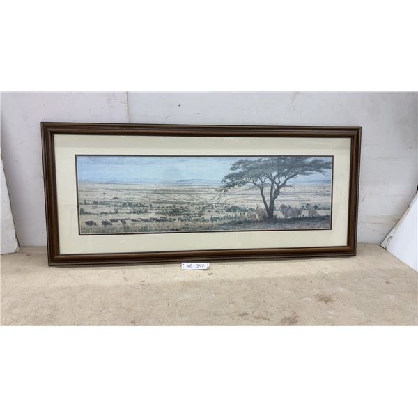 Simon Combes "Sentinels of the Mara" Framed Limited Edition Print, Signed, Numbered 59/450, 21 × 49