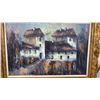 Image 10 : Euro Oil Painting on Canvas, European Village Scene, Signed, R.Morenno, Ornate Gilt Frame With