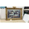 Image 1 : Euro Oil Painting on Canvas, European Village Scene, Signed, R.Morenno, Ornate Gilt Frame With