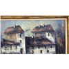 Image 4 : Euro Oil Painting on Canvas, European Village Scene, Signed, R.Morenno, Ornate Gilt Frame With