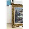Image 8 : Euro Oil Painting on Canvas, European Village Scene, Signed, R.Morenno, Ornate Gilt Frame With