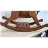 Image 3 : Handmade Wooden Rocking Horse with Yarn Mane and Slatted Base, 29 × 46 × 12”
