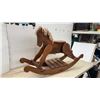 Image 6 : Handmade Wooden Rocking Horse with Yarn Mane and Slatted Base, 29 × 46 × 12”