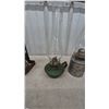 Image 6 : Four Oil Lamps: Wall-Mount Reflector Lamp, Wall-Mount Lamp, Green Base Lamp, and Metal Base Lamp