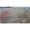 Image 3 : Assorted Glass Light Shades: Pink, Yellow, Clear Ribbed, and Amber Globes