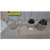 Image 1 : Two Glass Jugs and Two Stoneware pickle Crocks with Lids and Wire Bails