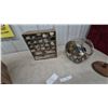 Image 1 : Vintage Button Collection: Multi-Drawer Organizer with Clear Bins and Large Glass Jar of Buttons