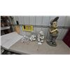 Image 1 : 4 Assorted Garden Statues: Fisherman, Girl with Puppy, Girl with Kitten, and Angel. Biggest 33”
