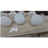 Image 5 : Assorted Lamp Shades and Globes: 4 Floral-Patterned Glass Lamp Shades, 4White Glass Globes