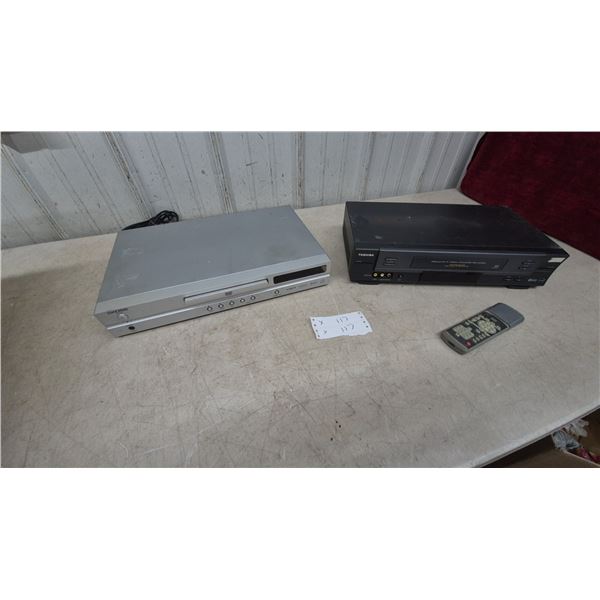 Toshiba 4-Head Hi-Fi VCR, Koss DVD Player, and Remote