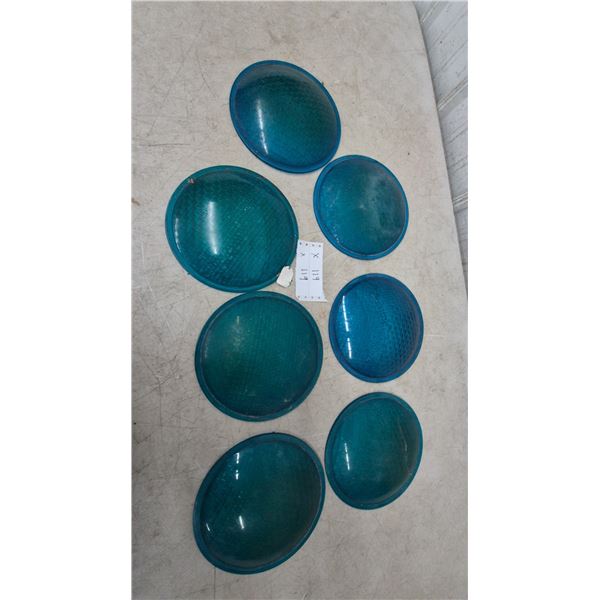 Seven Green Traffic Light Lenses