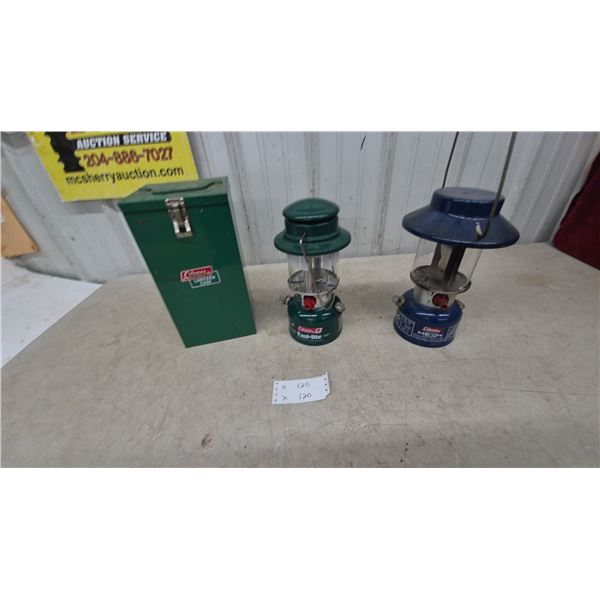Two Coleman Easi-Lite Lanterns and Coleman Lantern Case