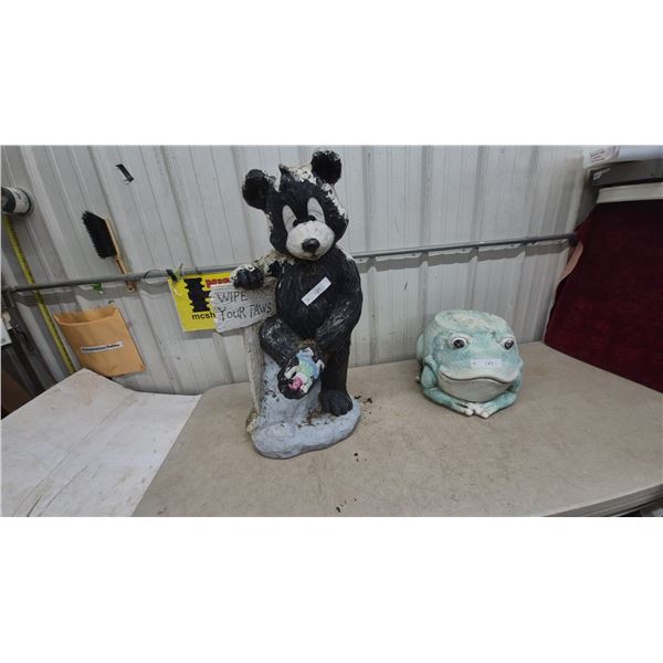 Bear "Wipe Your Paws" Statue. 32” tall and Frog Statue
