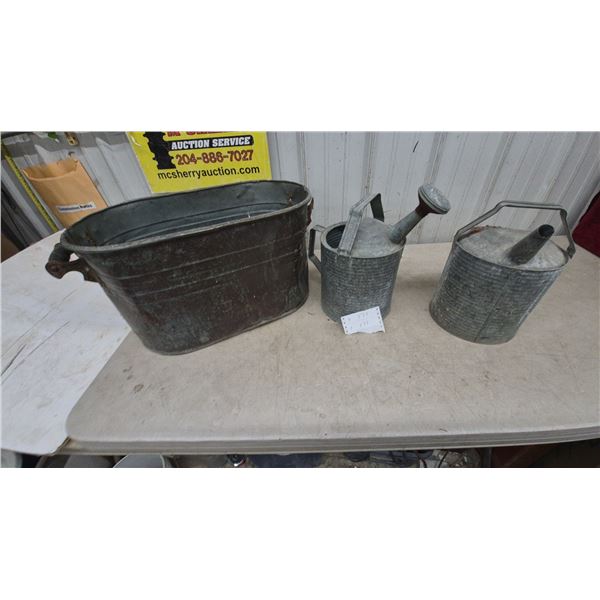 Galvanized Metal Tub, Watering Can
