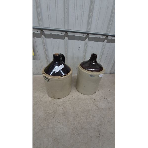 Two Stoneware 2 gal Jugs: Crown Mark, and "Imperial"