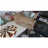 Image 3 : Stained Glass Lamp Shades, Mountain River Painting, Oval Portrait, and Wood Crate. Some damage