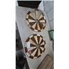 Image 6 : Stained Glass Lamp Shades, Mountain River Painting, Oval Portrait, and Wood Crate. Some damage