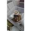 Image 6 : 3 storage tubs with lids of lamp parts and shades