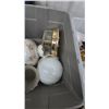 Image 7 : 3 storage tubs with lids of lamp parts and shades