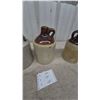 Image 3 : Three Stoneware Jugs: 1 with Wire and Wood Bail Handle, 2 Brown Glaze Tops, and 1 with Cork