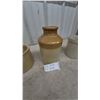 Image 5 : Four Stoneware Crocks and Jug: Lidded Crock with Wire Bail and Wood Handle, Small Crock, Jug