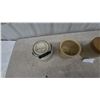 Image 7 : Four Stoneware Crocks and Jug: Lidded Crock with Wire Bail and Wood Handle, Small Crock, Jug