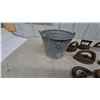 Image 5 : Collection of Antique Sad Irons and Galvanized Bucket