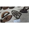 Image 5 : Collection of Antique Sad Irons, Trivets, and Equality Prune crate