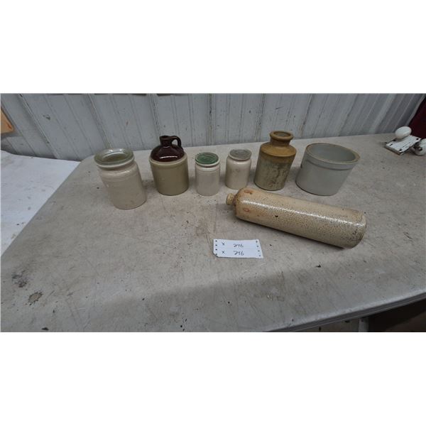 Assorted Stoneware Bottles and Jars, Incl. Jug, Crocks