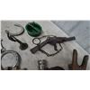 Image 4 : Assorted Vintage Farm and Household Items: Boot Jack, Traps, Horseshoes, Bells