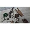 Image 5 : Assorted Vintage Farm and Household Items: Boot Jack, Traps, Horseshoes, Bells