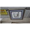 Image 4 : Framed Cross Stitch Art, "Antiques" Sign, and Decorative Wall Hook Rack