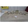 Image 1 : Assorted Stoneware Crocks and Jars: 2 Lidded Crocks, 1 Open Crock, 2 Small Jars