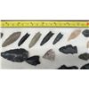 Image 10 : Collection of Prehistoric Artifacts, Arrowheads, Stone Tools, Points and Flakes in Wooden Display