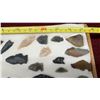 Image 11 : Collection of Prehistoric Artifacts, Arrowheads, Stone Tools, Points and Flakes in Wooden Display