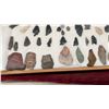 Image 14 : Collection of Prehistoric Artifacts, Arrowheads, Stone Tools, Points and Flakes in Wooden Display