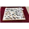 Image 1 : Collection of Prehistoric Artifacts, Arrowheads, Stone Tools, Points and Flakes in Wooden Display